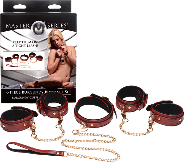 6 Piece Burgundy Bondage Set