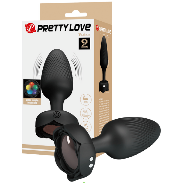 Varian - Light-Up Rechargeable Butt Plug (Black)-BI-040182