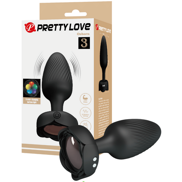 Osborn - Light-Up Rechargeable Butt Plug (Black)-BI-040183