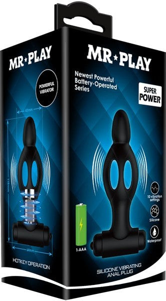 Silicone Vibrating Anal Plug (Black)