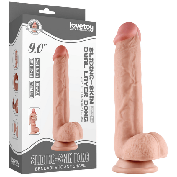 9.0'' Sliding Skin Dual Layer Dong (Flesh)-LV317004