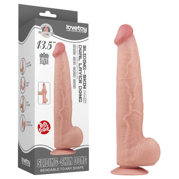 13.5'' King Sized Sliding Skin Dual Layer Dong (Flesh)-LV317053