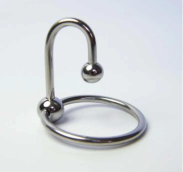 Stainless Steel Two Bead Penis Delayed Ring Cockring Jewelry - Fetish