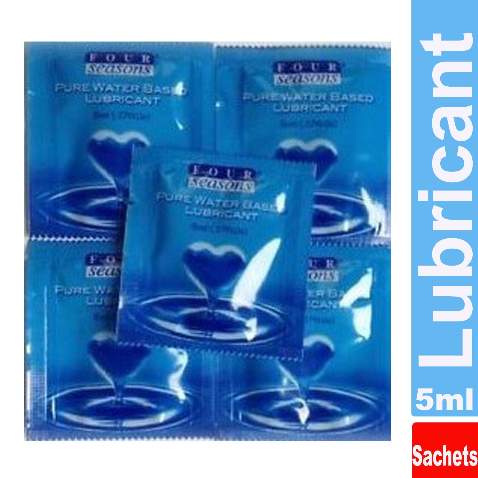 Four Seasons Water Based Lubricant Sex Lube Toy Safe Natural Feel Lubricant 6 x 5ml Sachets