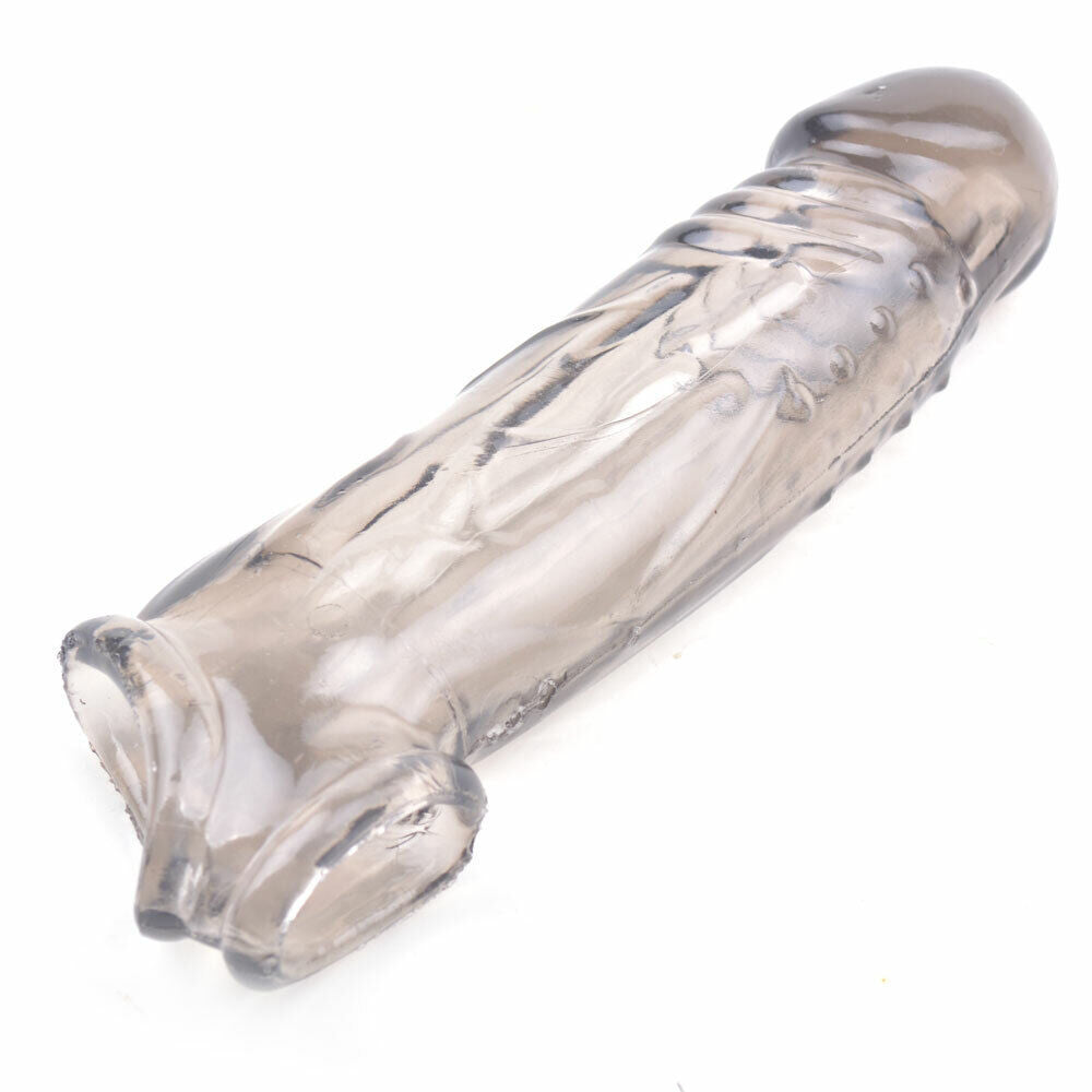 6.3'' Clear Penis Extender Extensions Sleeve Ball Strap Delay Sex Toy