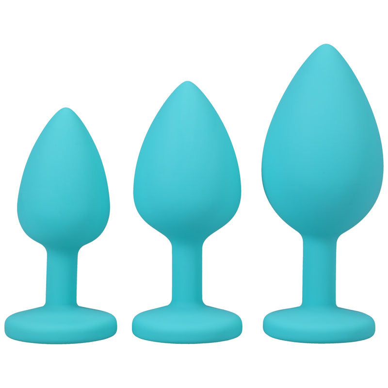A-Play - Silicone Trainer Set - 3 Piece Set - Teal Butt Plugs - Set of 3 Sizes