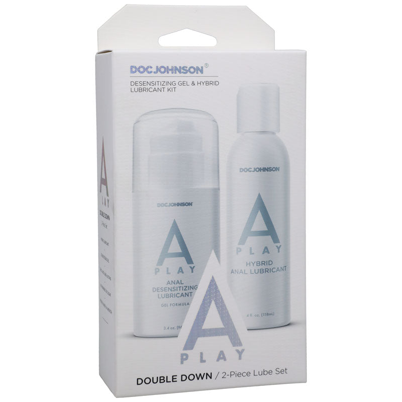 A-Play Double Down 2-Piece Set - Hybrid Anal Lube and Anal Desensitising Lube - 2 Bottle Pack