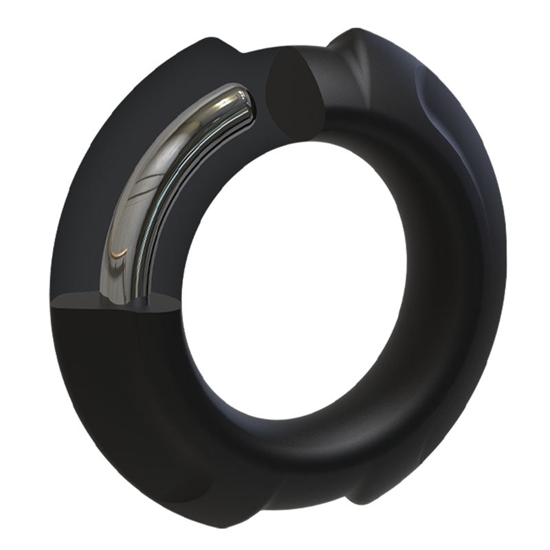 OptiMALE FlexiSteel Cock Ring - Black 35mm-(0690-34-bx)