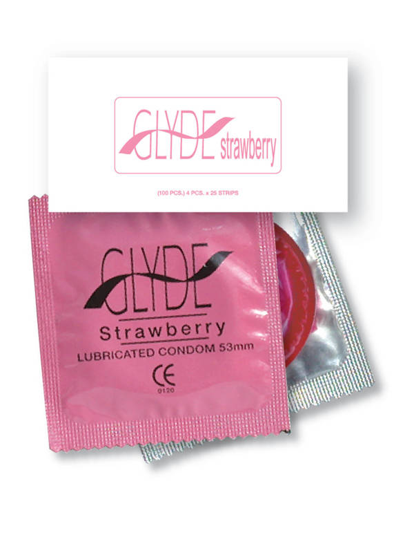 GLYDE FLAVOURED STRAWBERRY BULK VEGAN CONDOMS 50 Condoms - Early2bed