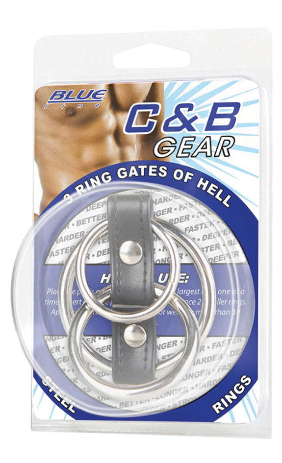 BLUE LINE C&B GEAR 3 Ring Gates Of Hell Metal Cock Ring