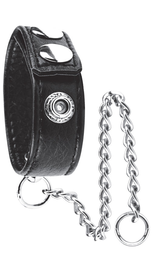 Blue Line C&B Gear Metal Cock Ring with Adjustable Snap Ball Strap 