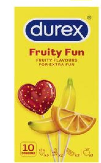 Official Durex Partner- Durex Fruity Fun Flavoured Condoms 10pk - Early2bed