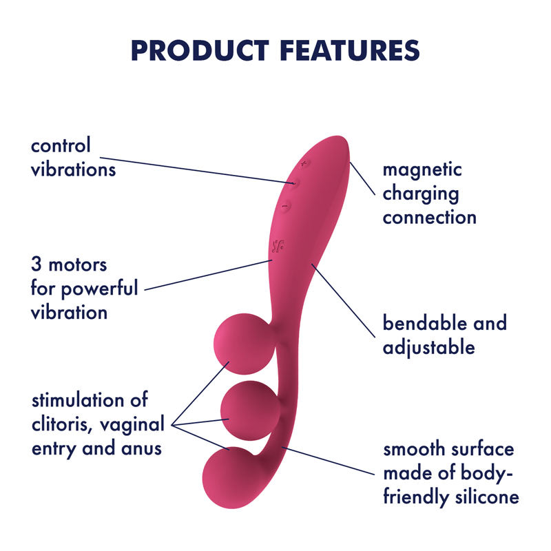 Satisfyer Tri Ball 1 - Red USB Rechargeable 3-Motor Vibrator