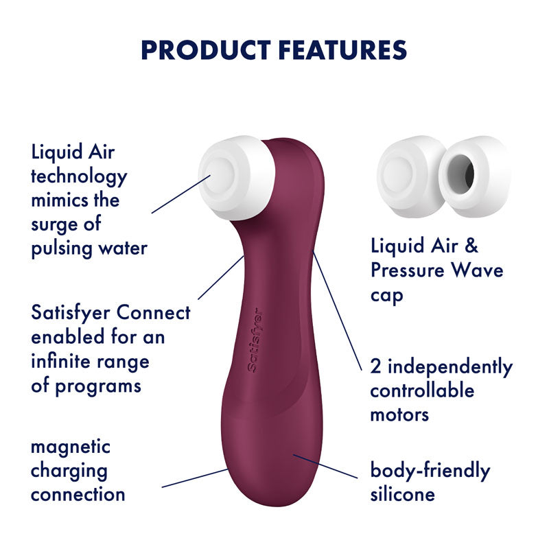 Satisfyer Pro 2 Gen 3 with App Control - Wine Red -Rechargeable Clit Stimulator