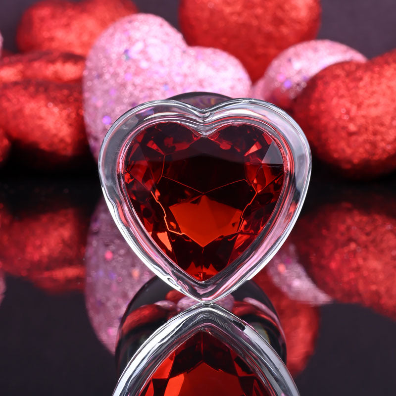 Adam & Eve RED HEART GEM GLASS PLUG LARGE-(ae-wf-1119-2)