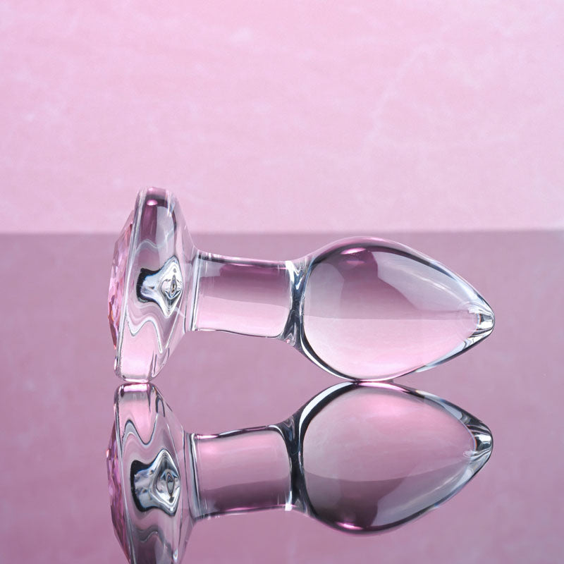 Adam & Eve PINK GEM GLASS PLUG SMALL-(ae-wf-1133-2)