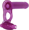 Load image into Gallery viewer, Adam &amp; Eve DP Fantasy Ring - Purple Vibrating Cock Ring with Double Penetrator Dong