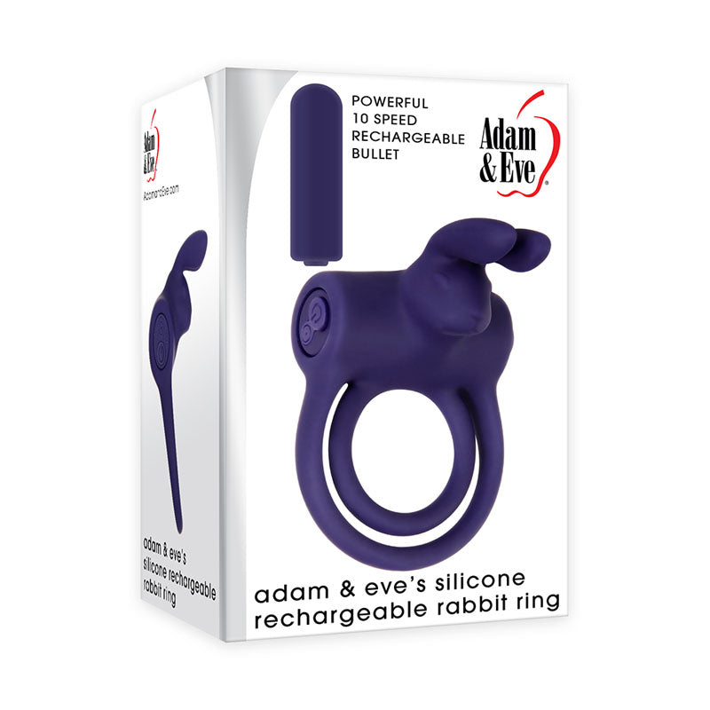 Adam & Eve Silicone Rechargeable Rabbit Ring-(ae-wf-7129-2)