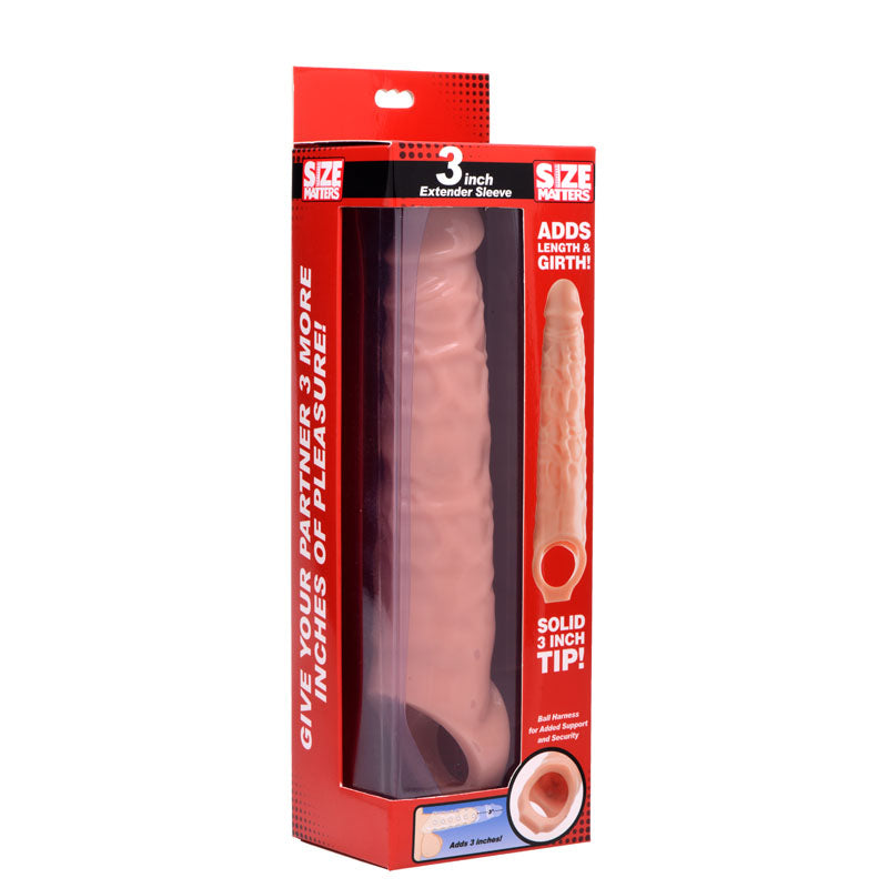 Size Matters 3'' Flesh Penis Extender Sleeve - Flesh Penis Extension Sleeve