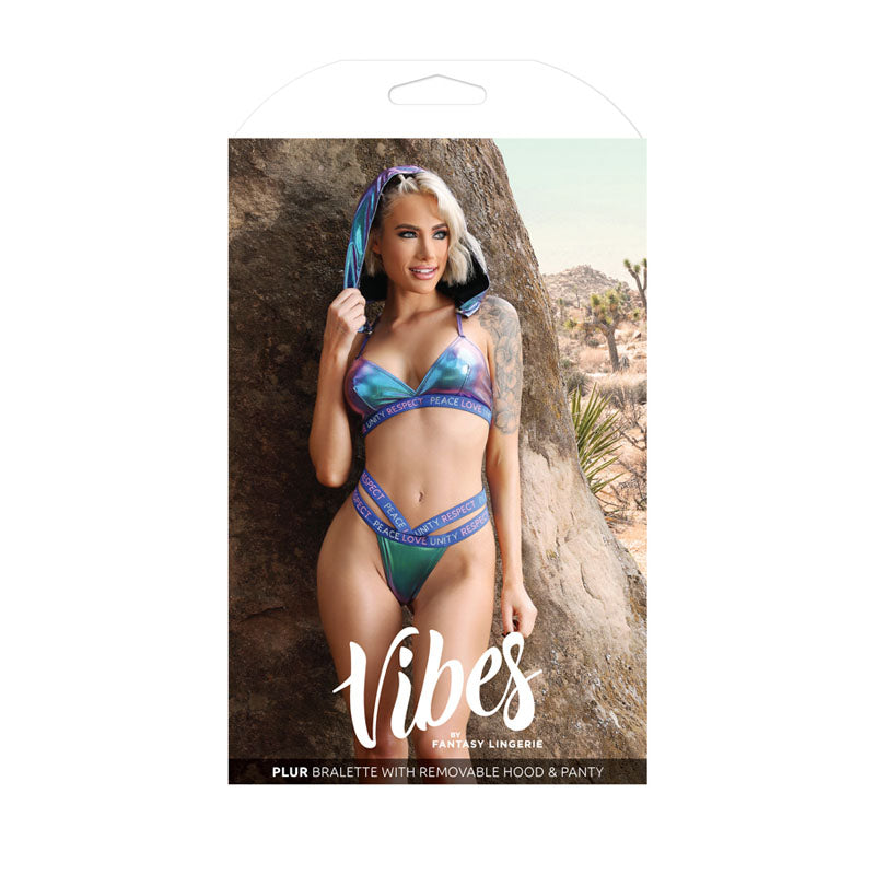 VIBES PLUR Bralette with Removeable Hood & Panty-(af970-ml-b)