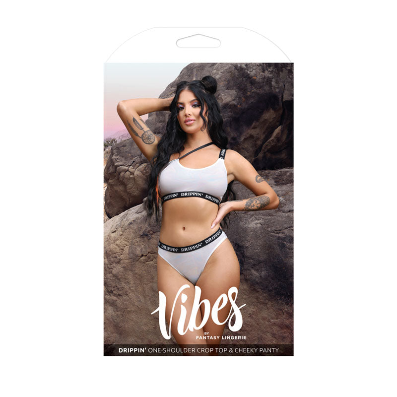 VIBES DRIPPIN' One-Shoulder Crop Top & Cheeky Panty-(af974-ml-b)
