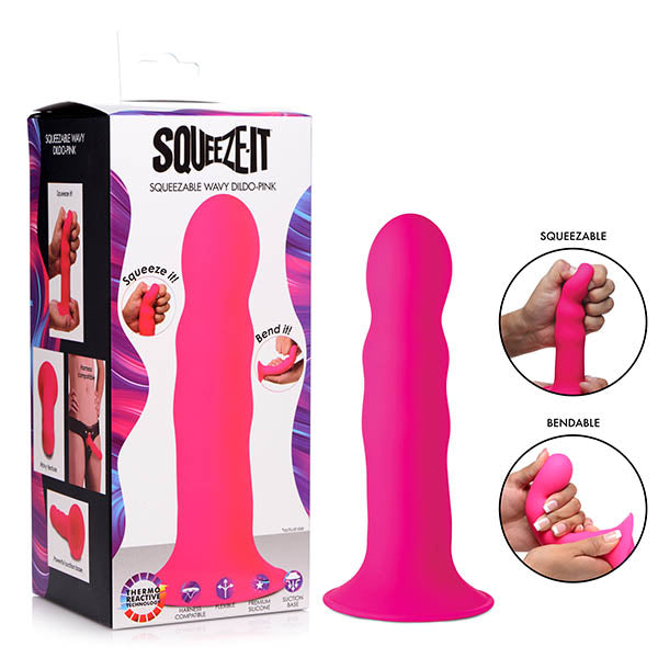 Squeeze-It Squeezable Wavy Dildo-(ag328-pink)