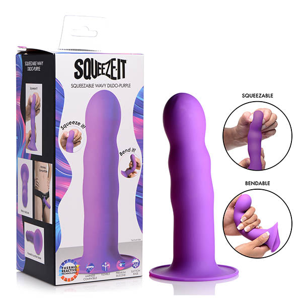 Squeeze-It Squeezable Wavy Dildo-(ag328-purple)