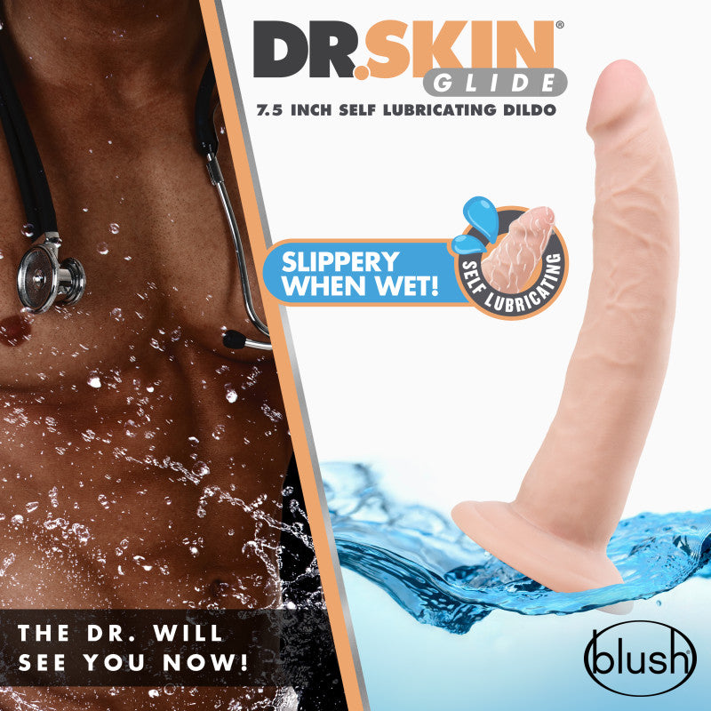Dr. Skin Glide 7.5 Inch Self Lubricating Dildo-(bl-12724)
