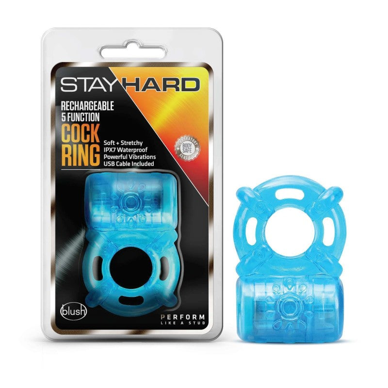 Stay Hard Rechargeable 5 Function Cock Ring-(bl-31902)