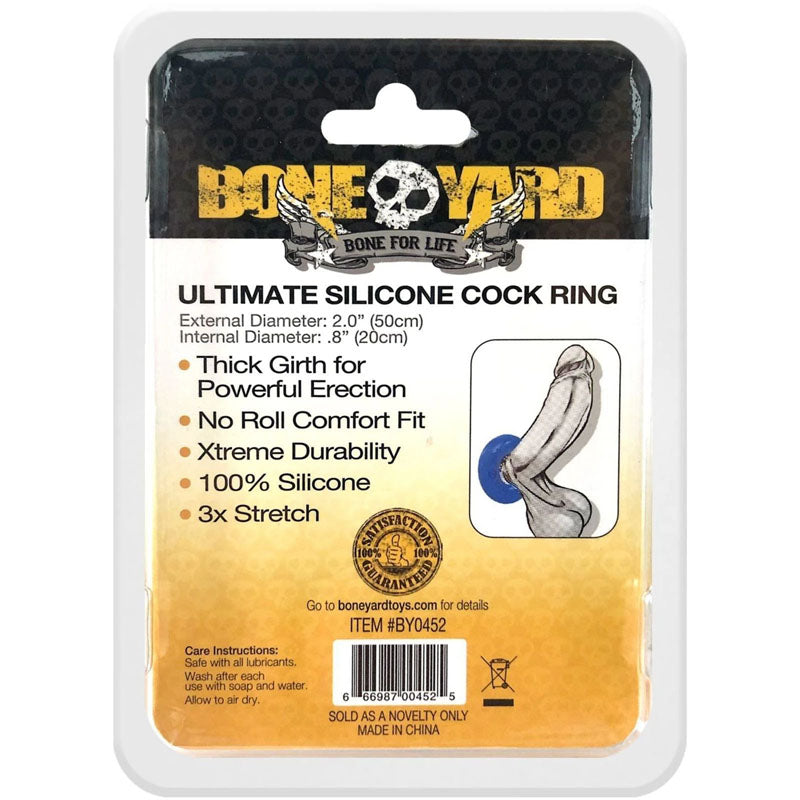 Boneyard Ultimate Silicone Cock Ring Blue - Blue 50mm Cock Ring