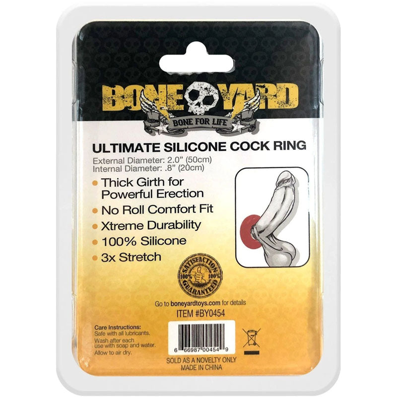 Boneyard Ultimate Silicone Cock Ring Red - Red 50mm Cock Ring