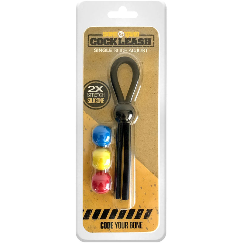 Boneyard Cock Leash Single - Black Adjustable Cock Lasso Ring