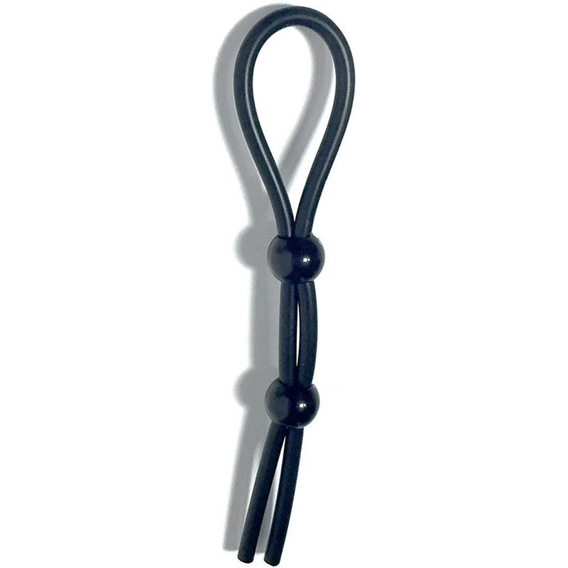 Boneyard Cock Leash Double - Black Adjustable Cock Lasso Ring