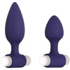 Load image into Gallery viewer, Evolved Dynamic Duo - Navy Blue Silicone Butt Plugs with USB Rechargeable Bullet