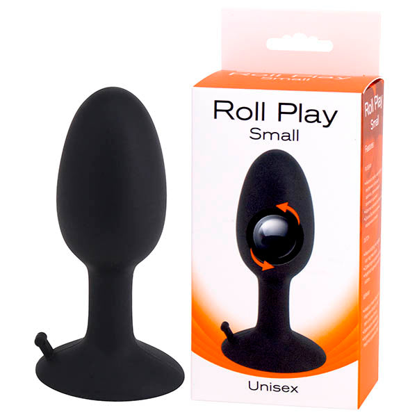 Roll Play - Black Small 8 cm Butt Plug with Internal Ball