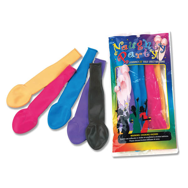 Naughty Party - Coloured Penis Balloons - Pack of 8 - Early2bed