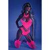 GLOW NO PROMISES Footless Teddy Bodystocking - Glow in Dark Pink - One Size