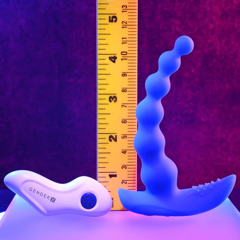 Gender X BEADED PLEASURE - Blue 11.4 cm USB Rechargeable Vibrating Anal Beads with Remote