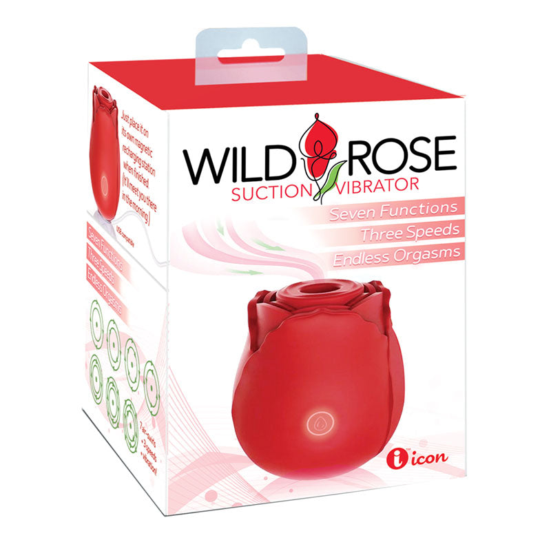 Wild Rose Suction Vibrator - Red USB Rechargeable Air Pulse Stimulator