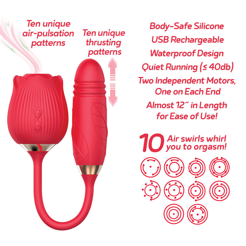 Wild Rose Suction Thruster - Red USB Rechargeable Air Pulse & Thrusting Stimulator