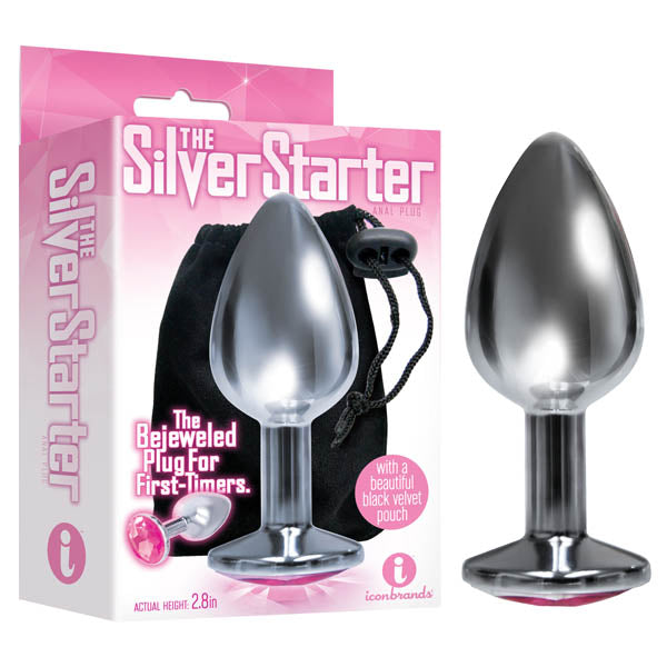 The Silver Starter - Silver 7.1 cm (2.8'') Butt Plug with Pink Round Jewel