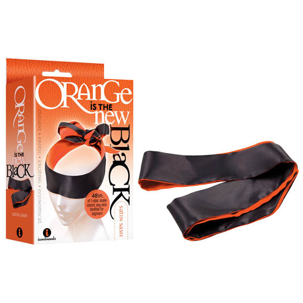 Orange Is The New Black - Satin Sash - Black/Orange Blindfold