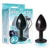 The Silver Starter - Anodised Black 7.1 cm (2.8'') Butt Plug with Aqua Round Jewel