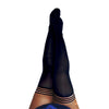 Kixies DANIELLE Black Solid Opaque Thigh Highs-(kx1319c)