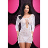 Lapdance Lace Off The Shoulder Mini Dress - White-(lc-74-wht)