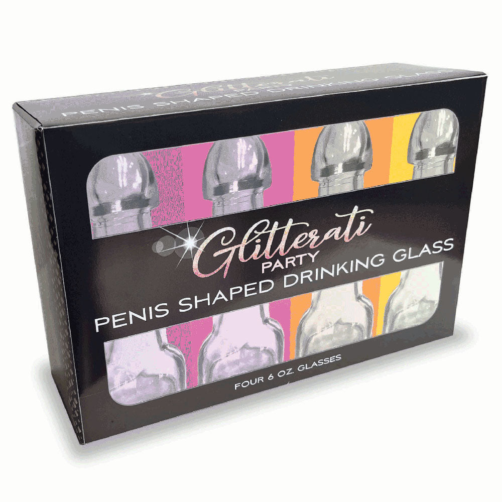 Glitterati Penis 6oz Drinking Glass Pack-(lgcp.1106)