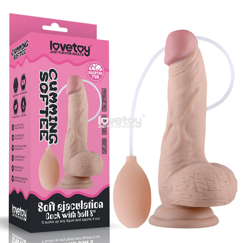 Cumming Softee Soft Ejaculation Cock 8'' with Balls-(lv316002)