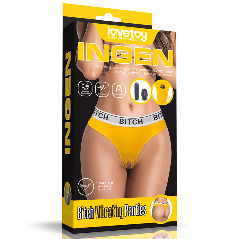 Ingen Bitch Vibrating Panties - Yellow Medium Size Rechargeable Vibrating Panties