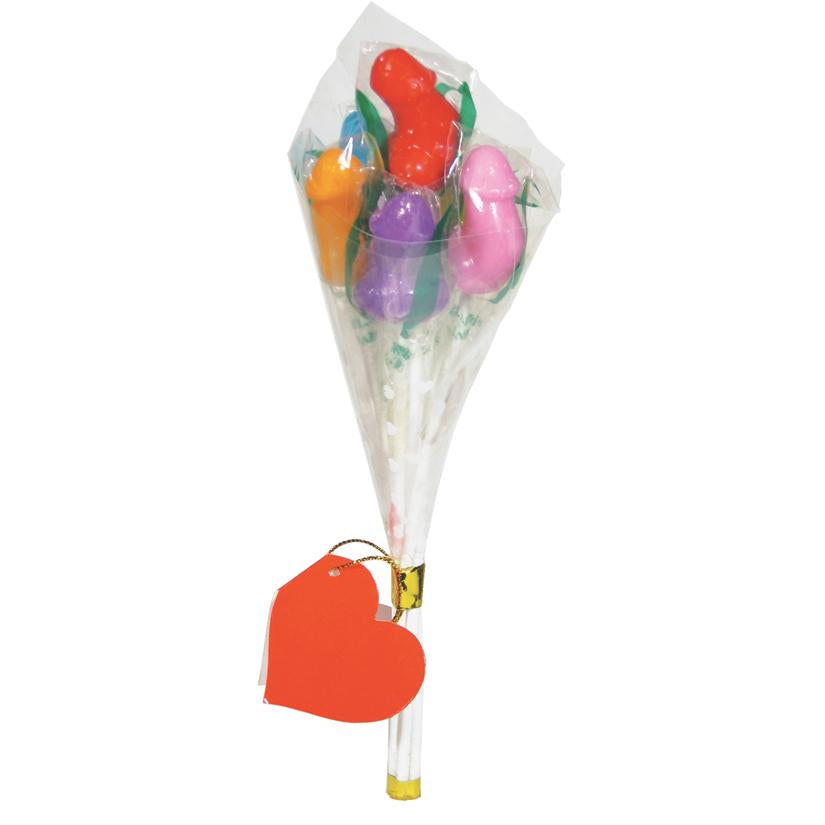 Candy Penis Gift Bouquet Six Assorted Flavour Colour 3-D Penis Candy Suckers