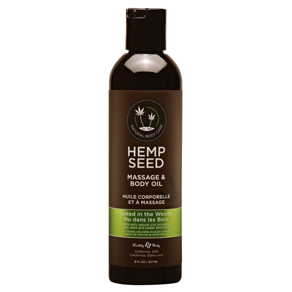 Hemp Seed Massage & Body Oil - Naked In The Woods (White Tea & Ginger) Scented - 237 ml Bottle - MAS022
